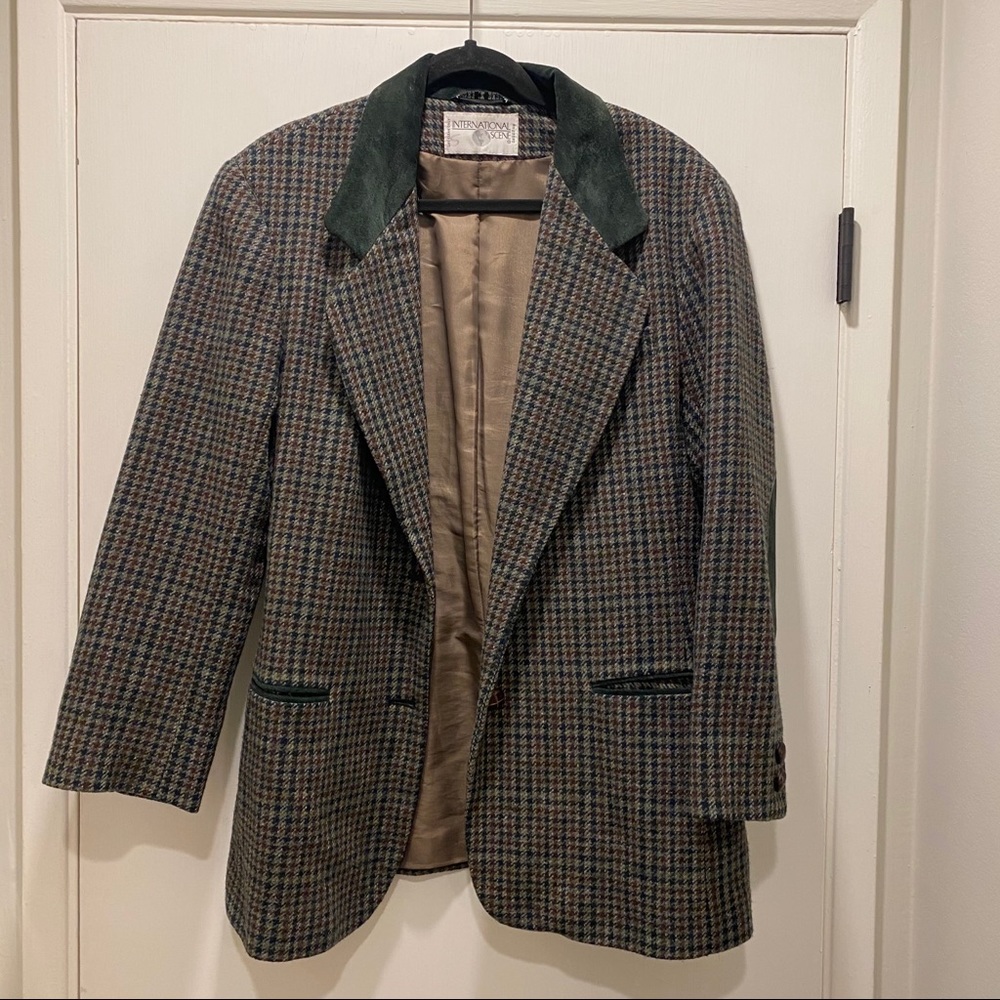 Vintage tweed and suede blazer